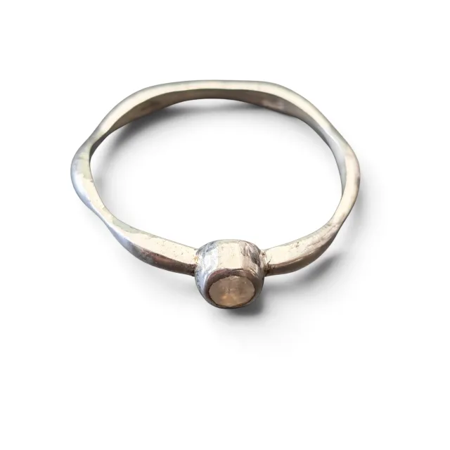 Moonstone ring in 925 silver, Round, size 9
