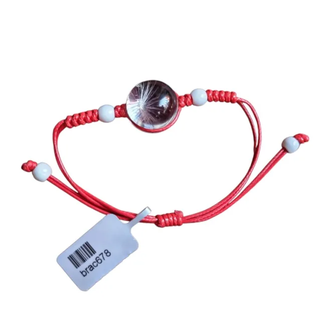 Dandelion dome bracelet, Red, adjustable
