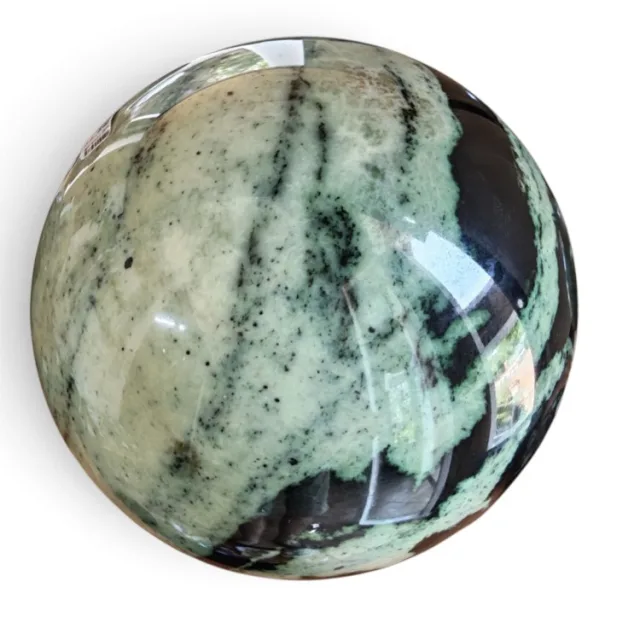 Transvaal Jade Sphere, 14.5cm (Roughly the size of a large tea cup saucer)