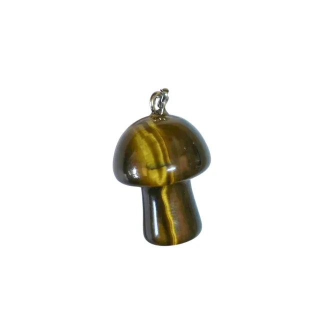 Tiger Eye mushroom pendant, 30mm incl. bail