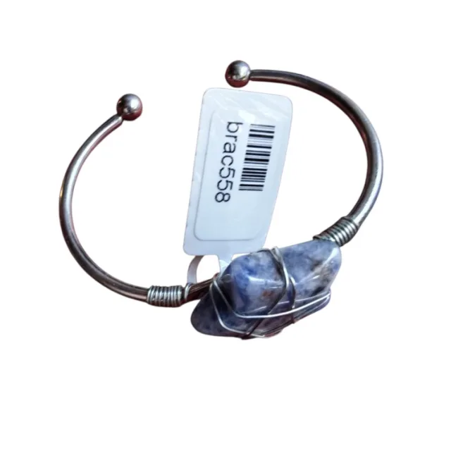 Wire wrapped star bangle, Sodalite