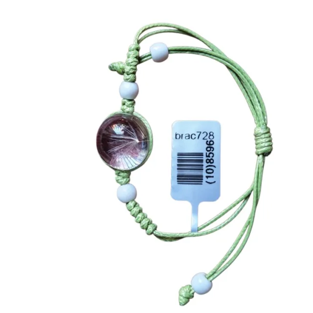 Dandelion dome bracelet, green, adjustable