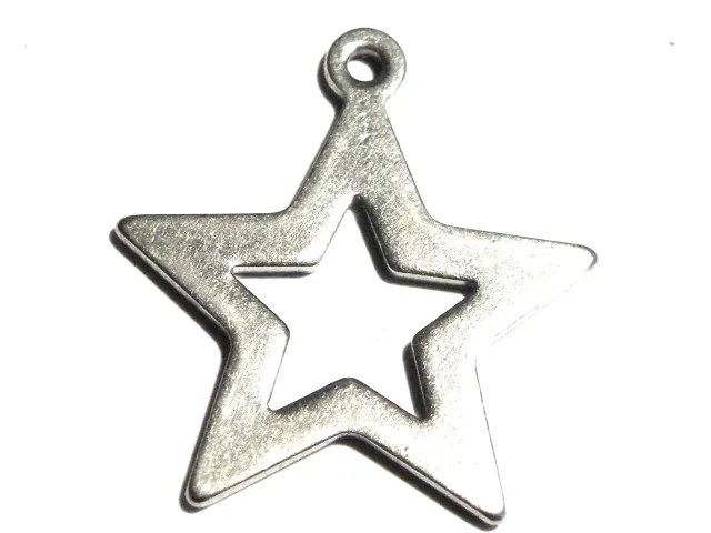 2x Star charm in stainless steel 19.5mm