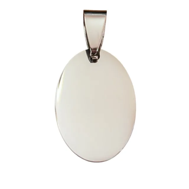 Blank Oval Pendant in stainless steel with bail, 20x15mm excl bail