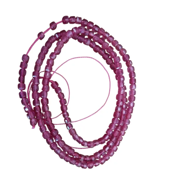 Ruby colour jadeite faceted bead string, 2.4mm, 39cm