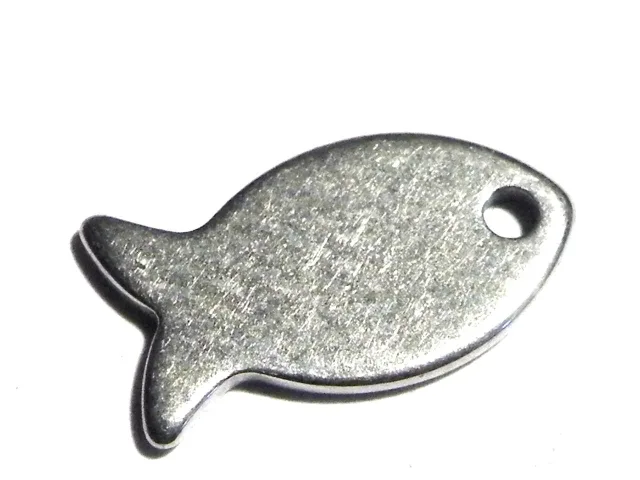 5x Fish charm in stainless steel 13.46mm