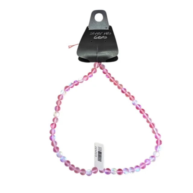 Frosted Pink Aura, Glass bead string, Round, 6.5mm