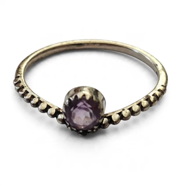 Amethyst ring in 925 silver, Round, size 6