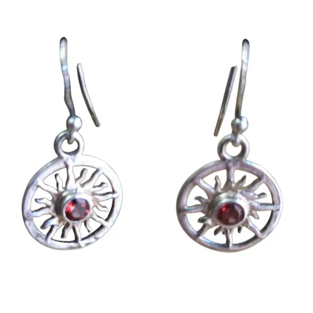 Garnet earrings in 925 silver, 33mm incl. hook