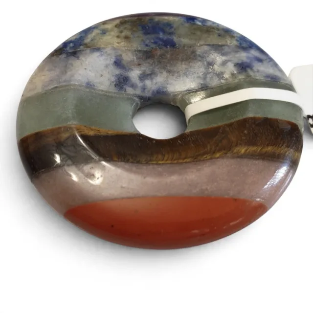 Chakra gemstone Pi stones / donuts, 40mm with 7.5mm diameter hole