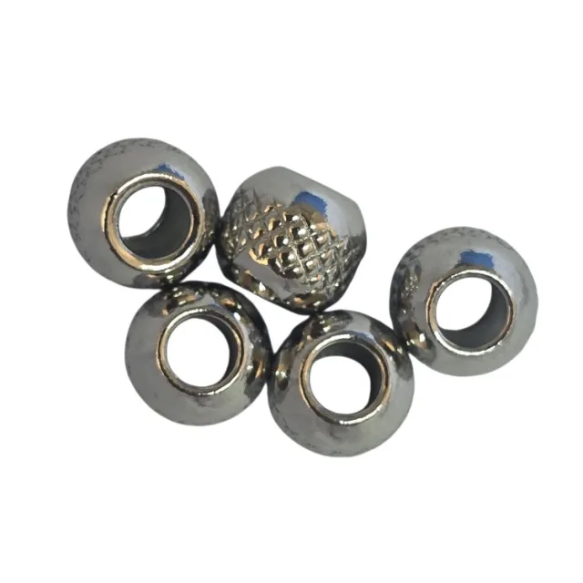 5x Textured bead in stainless steel, 5x6.2mm