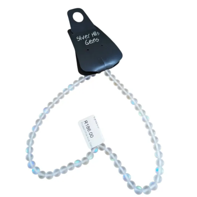 Frosted White Aura, Glass bead string, Round, 6.5mm