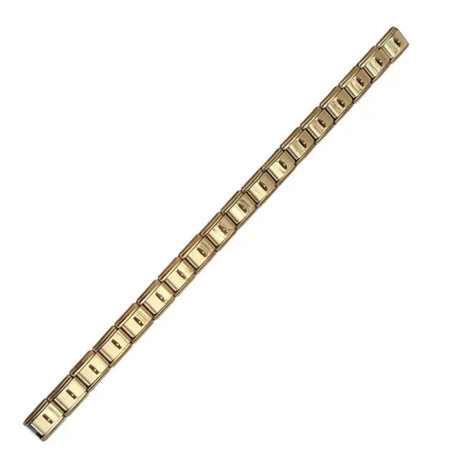 Italian charm bracelet, stainless steel, gold-tone grooved links, 20cm