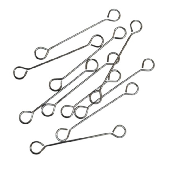 10 x Double-sided Eye pins, Stainless steel,0.4 x 20mm