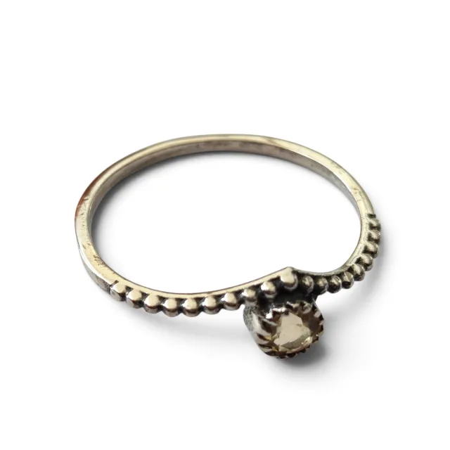 Citrine ring in 925 silver, Round, size 7