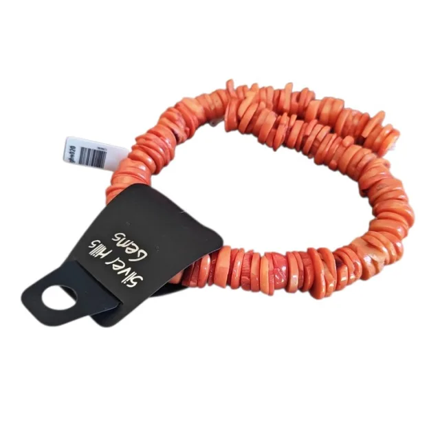 Salmon color coral Heish disk shaped bead strand, 11-15mm, 37cm