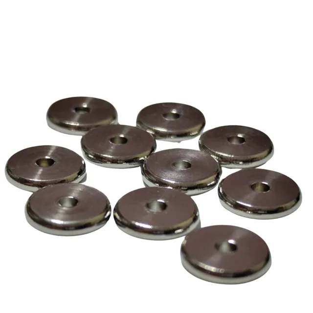 10x Disc bead in stainless steel, 9.9 x 2mm, 2.1mm hole