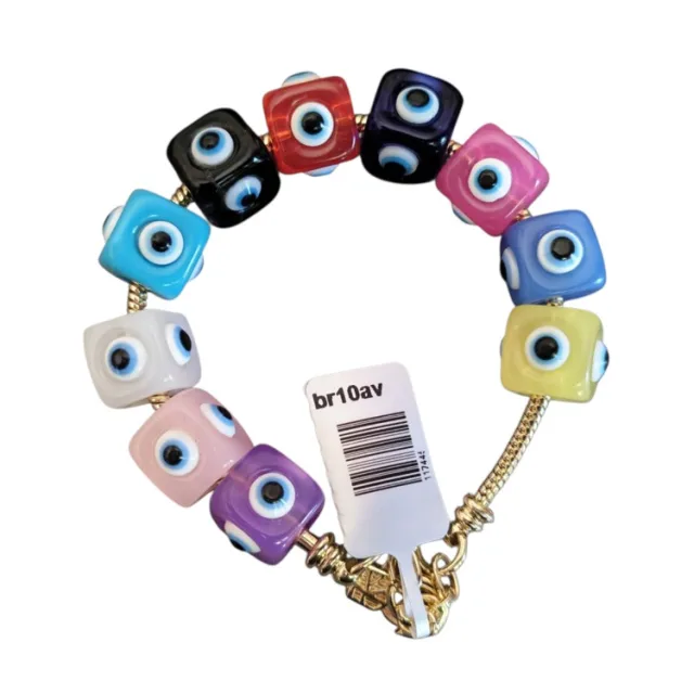 Eye bracelet, Multi Color, 10 Square Resin beads
