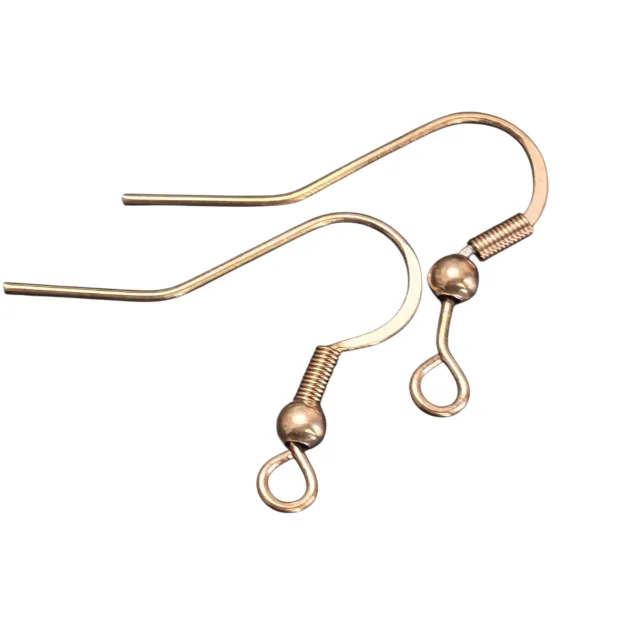 1 pair of Rose Gold Flat sided shepherd hooks with coil and bead, Stainless steel
