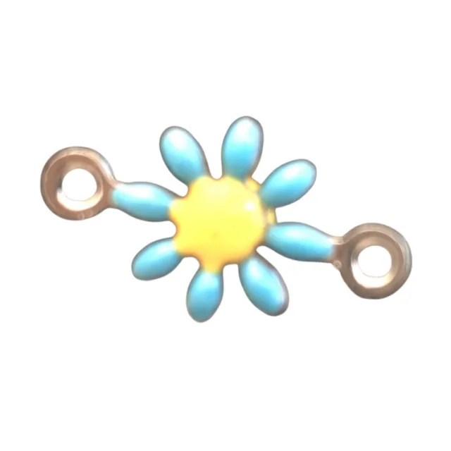 Daisy spacer in stainless steel, teal, 8x13mm