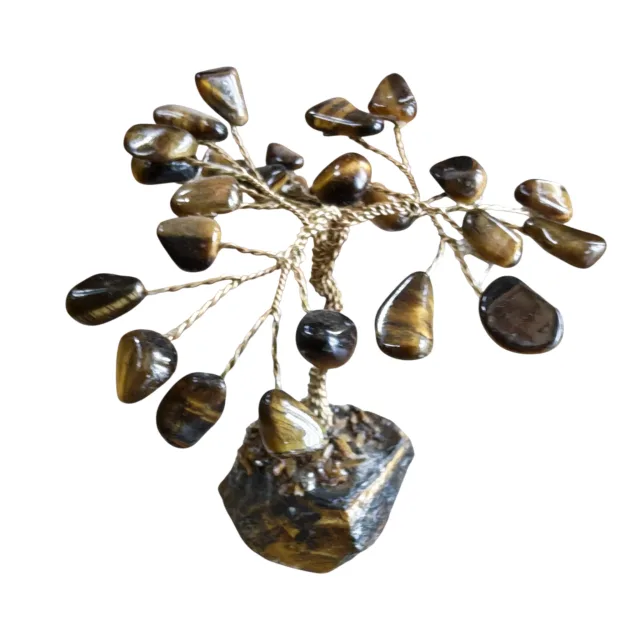 Gemstone tree with 27 stones, Tigers eye, 9-10cm high