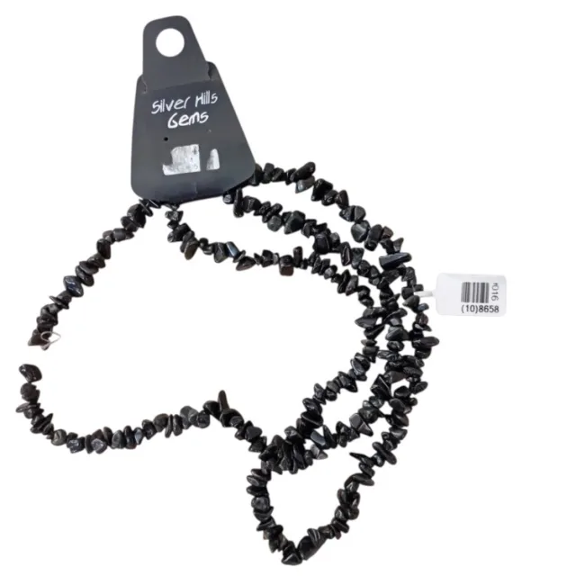 Black Onyx chip string, 80cm long, 4-10mm chips