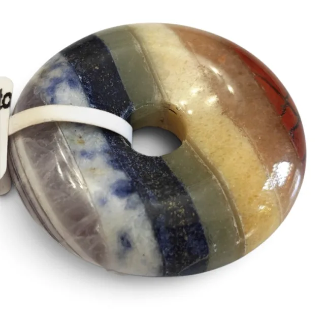 Chakra gemstone Pi stones / donuts, 30mm with 6mm diameter hole