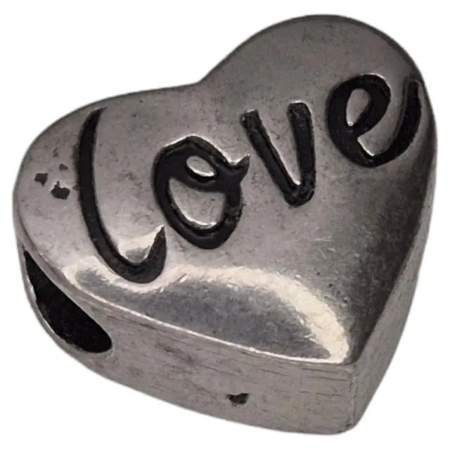 Heart bead in stainless steel, "love", 14x16mm