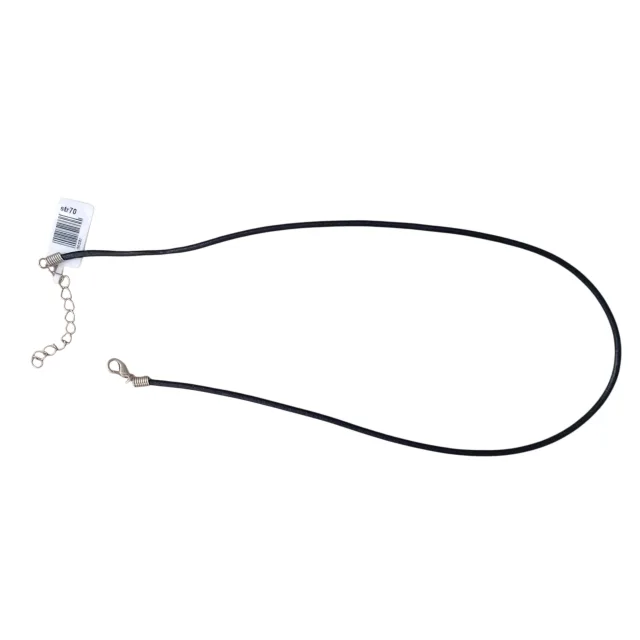 Black faux leather string w clasp, 2.5mm, 49.3cm