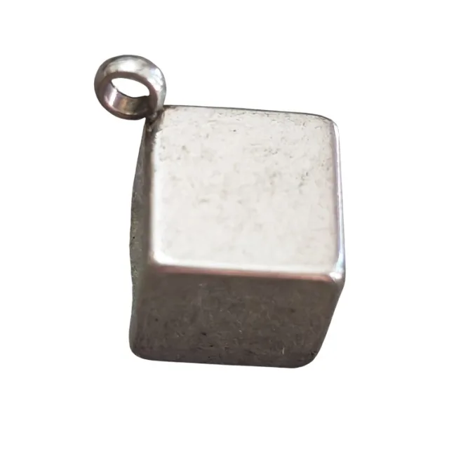 Solid cube charm, stainless steel, 8 x 8mm