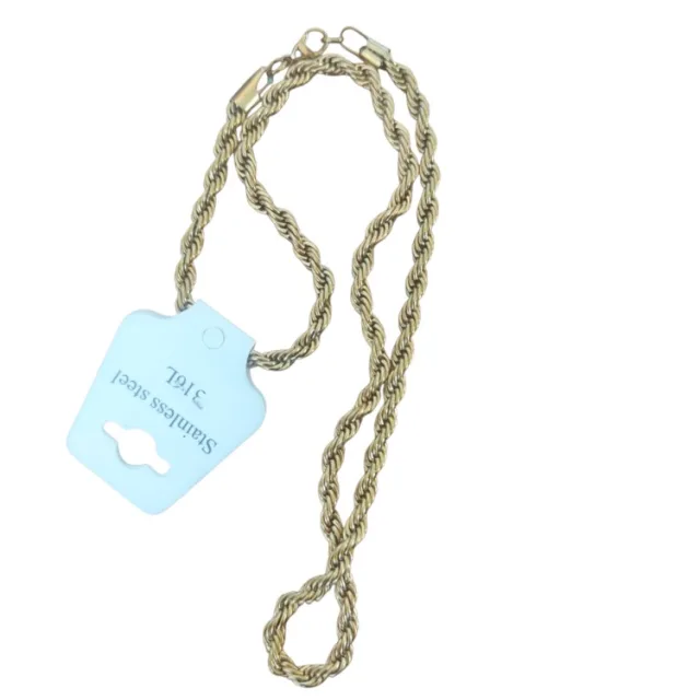 Gold Rope Chain with lobster clasp, Stainless steel, 5mm wide, 50cm