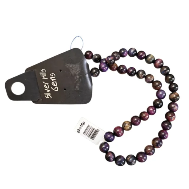Purple dyed Tigers Eye 8mm bead string, 39cm