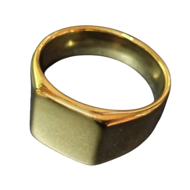 Classic Square Signet Ring – Gold Stainless Steel (Size 13)