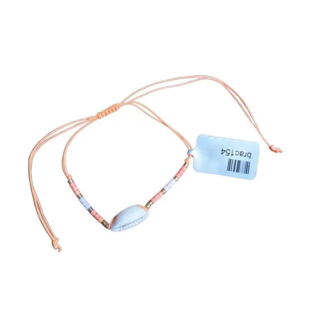 Cowrie shell with beads adjustable bracelet, assorted color string, mm string 2mm