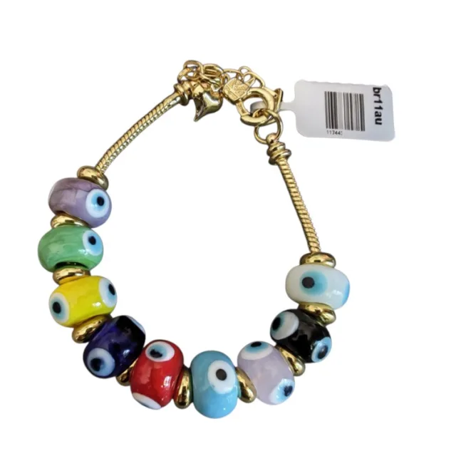 Eye bracelet, Multi Color, 9 Oval glass beads