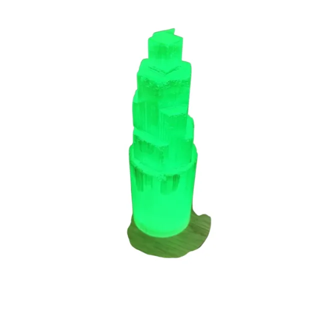 Selenite Crystal Tower Lamp with Wooden Base, 18.5cm