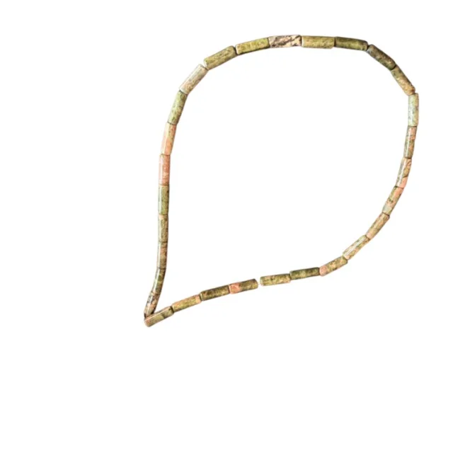Unakite cylinder bead string, 4x12mm, 40cm