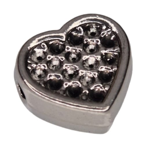 Heart bead in stainless steel, 14mm