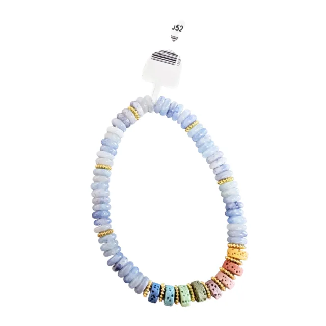 Blue aventurine with Rainbow lava stone Heishi bead bracelet, stretchcord