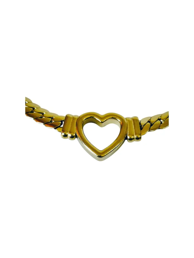 Slim Gold-Tone Stainless Steel Heart Detail Necklace, 38 cm