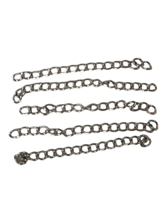 5 x Stainless steel extension chain, 4.7cm long, 3mm wide