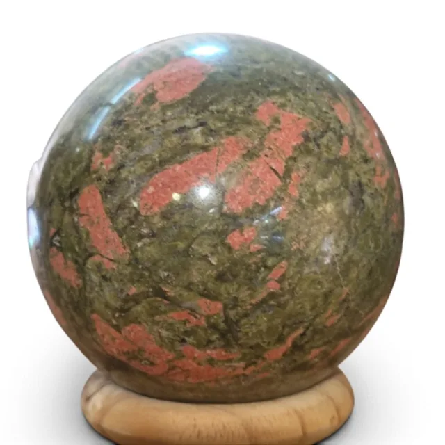 Unakite sphere, 9.5cm (Roughly the size of a Large coffee mug rim)