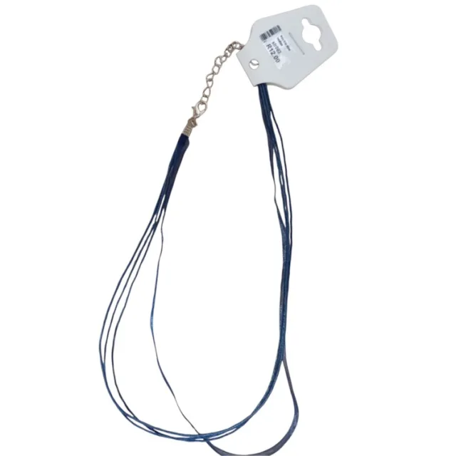 Ribbon necklace w clasp, navy, 45cm