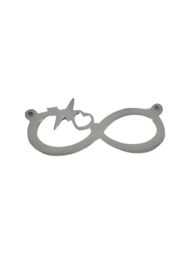 Connector with infinity heartbeat, 30mm in stainless steel
