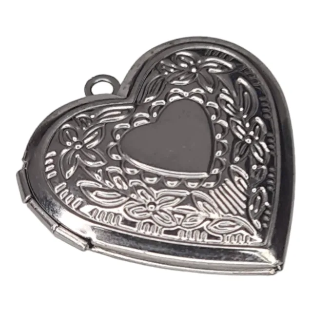 Heart locket pendant, stainless steel, 30mm