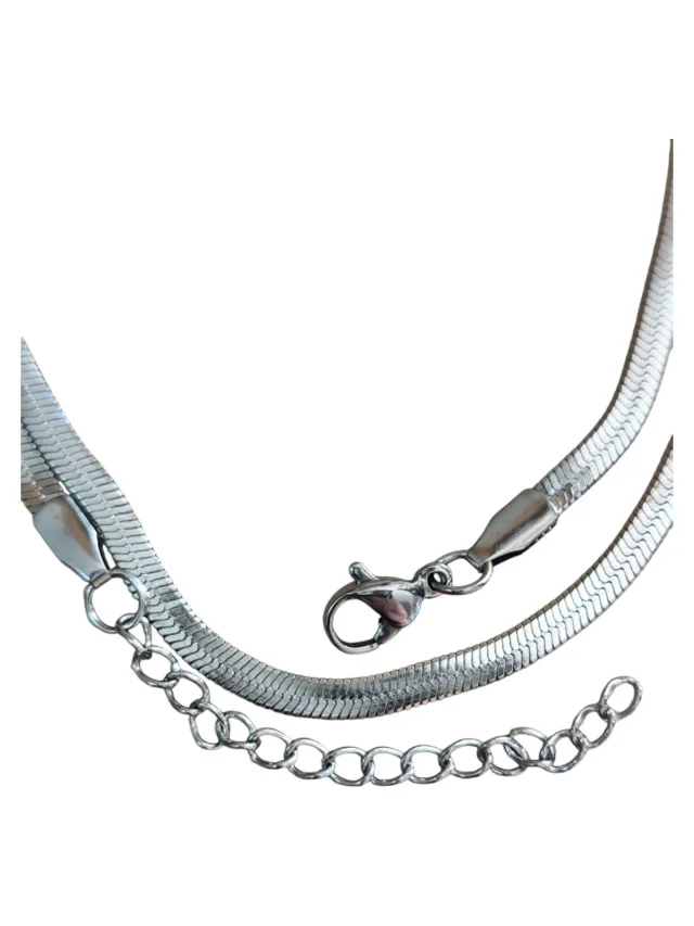 Stainless steel Blade chain w clasp, 3.3x0.8mm, 40+5cm