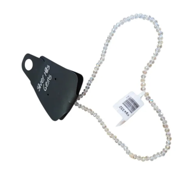 Glass bead string, faceted, Round, 3mm, Clear