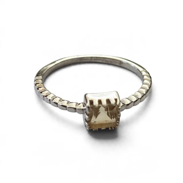 Citrine ring in 925 silver, Princess cut, size 8