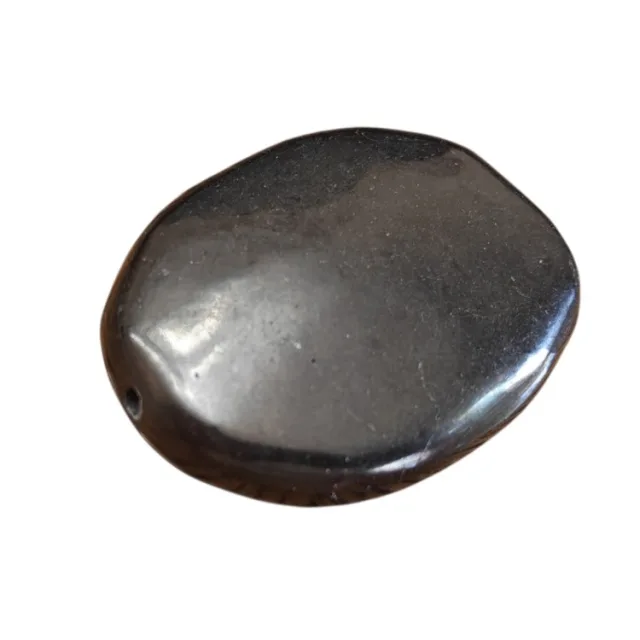 Shungite , Oval bead, 25 x 20mm, 1mm hole