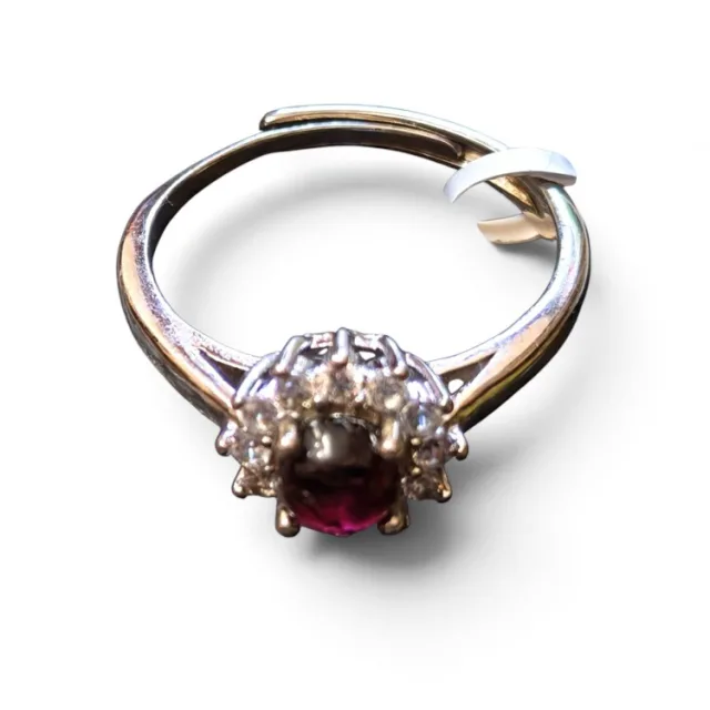 Dress Ring with garnet and halo CZ stones